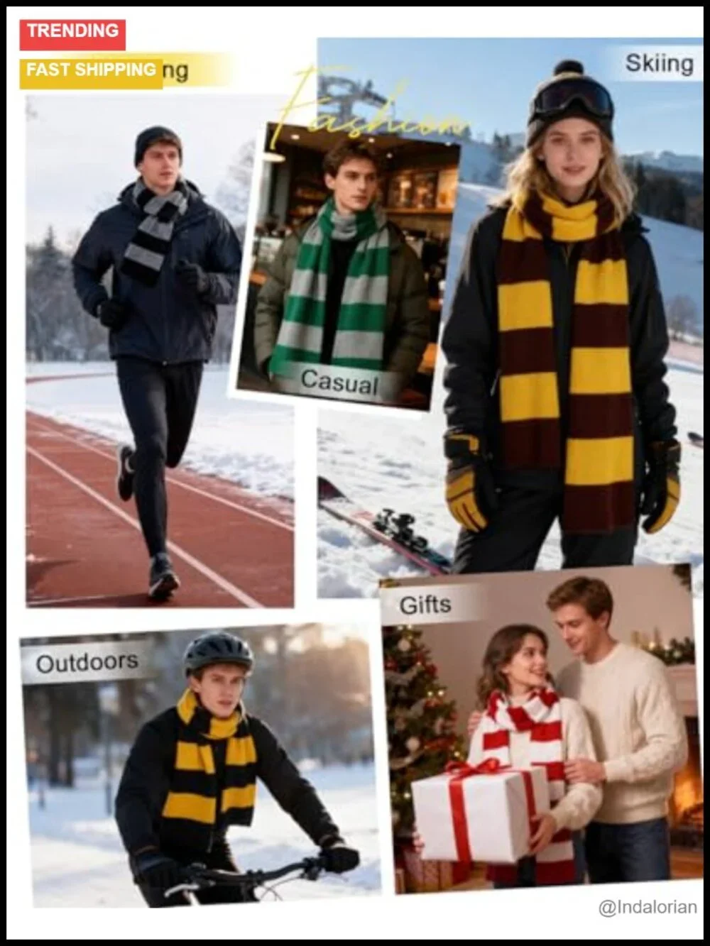 Acrylic Striped Winter Scarf for Men - Warm Long Costume Accessory
